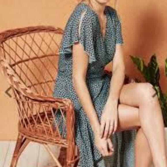 NWT Band of Gypsies Martinique Hi Lo Wrap Dress Floral Print Turquoise Blue Sm - Picture 3 of 12